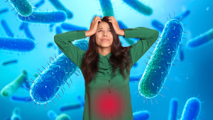 Bacteria behind someone with gut inflamation